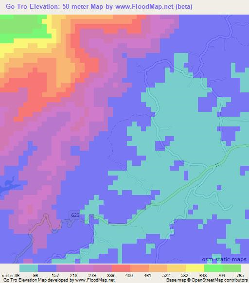 Go Tro,Vietnam Elevation Map