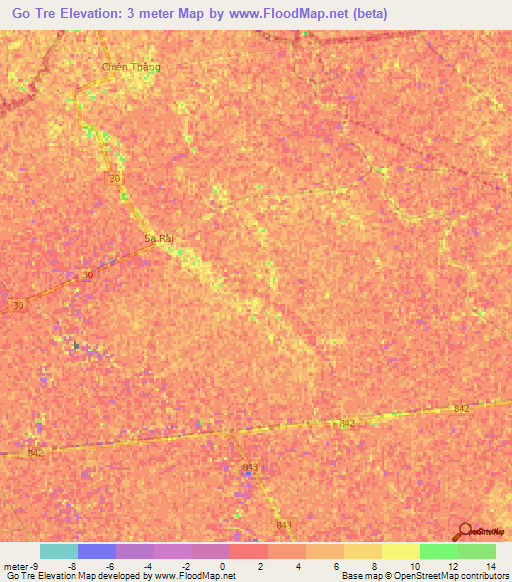 Go Tre,Vietnam Elevation Map