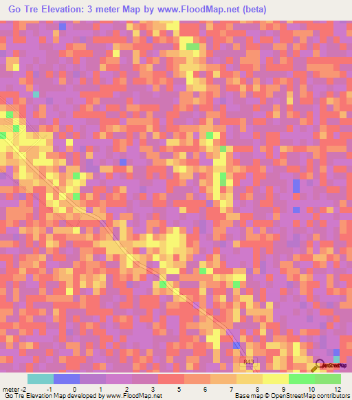 Go Tre,Vietnam Elevation Map