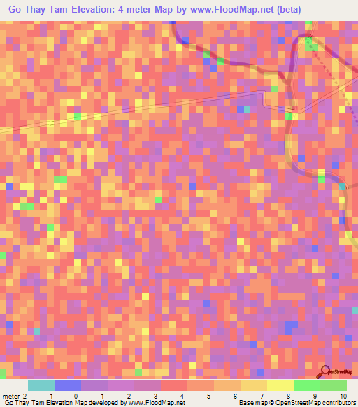 Go Thay Tam,Vietnam Elevation Map