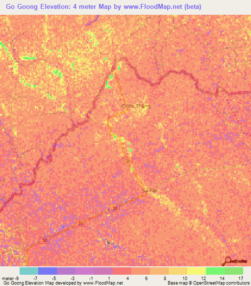 Go Goong,Vietnam Elevation Map