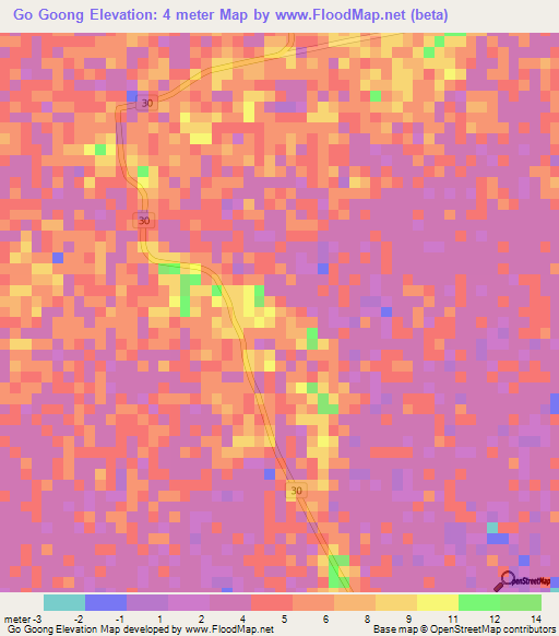 Go Goong,Vietnam Elevation Map