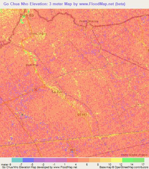 Go Chua Nho,Vietnam Elevation Map