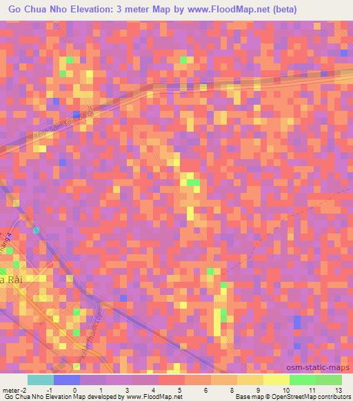 Go Chua Nho,Vietnam Elevation Map