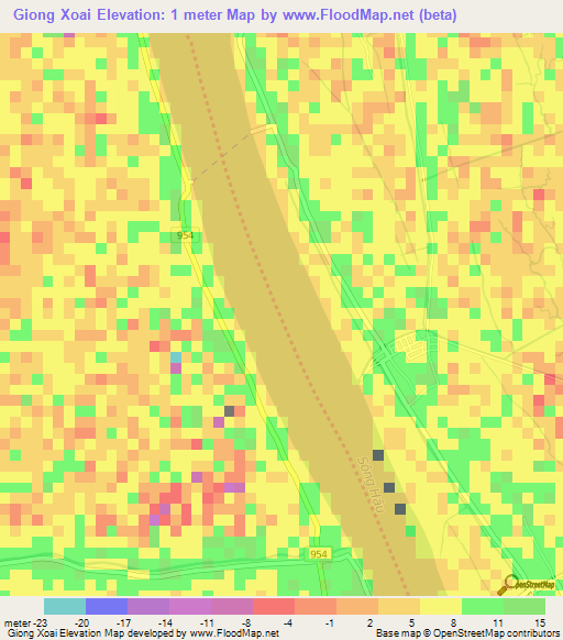 Giong Xoai,Vietnam Elevation Map