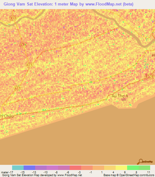 Giong Vam Sat,Vietnam Elevation Map