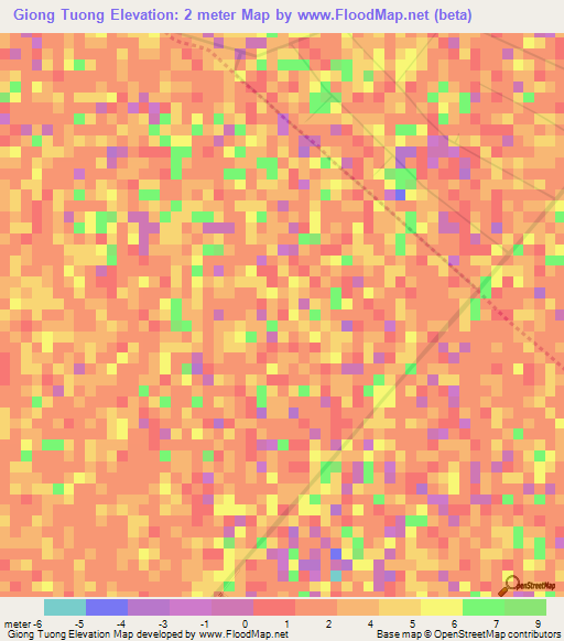 Giong Tuong,Vietnam Elevation Map