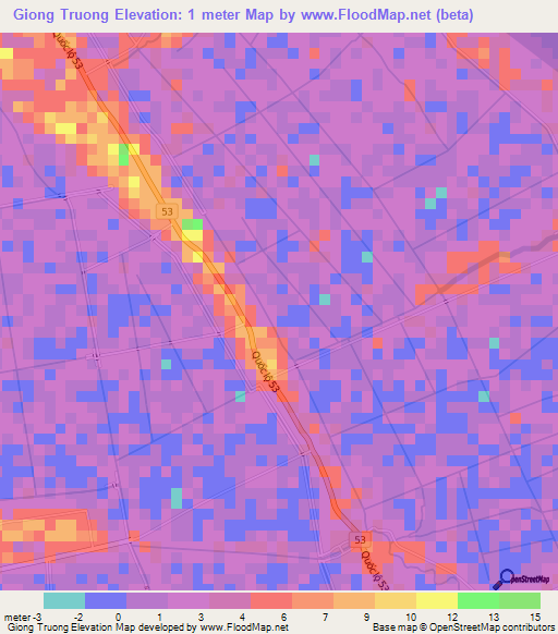 Giong Truong,Vietnam Elevation Map