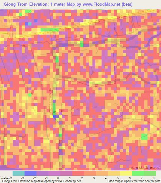 Giong Trom,Vietnam Elevation Map