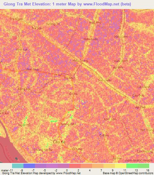 Giong Tra Met,Vietnam Elevation Map