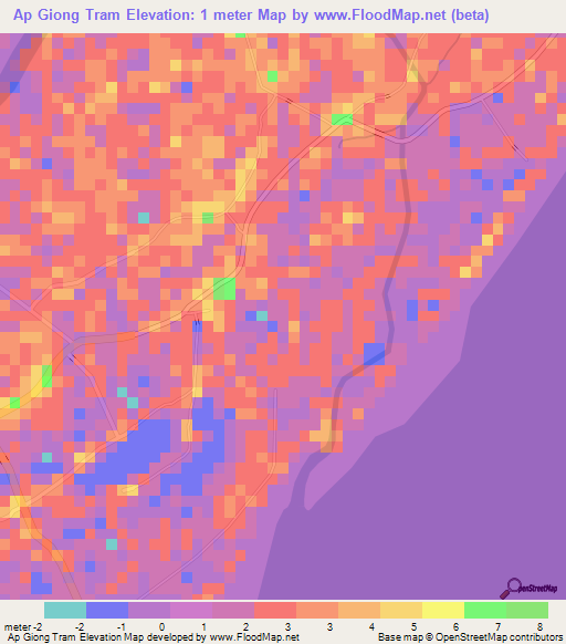 Ap Giong Tram,Vietnam Elevation Map