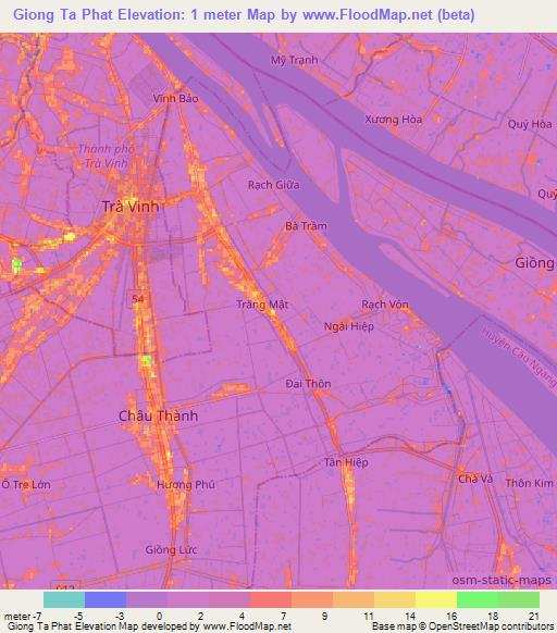 Giong Ta Phat,Vietnam Elevation Map