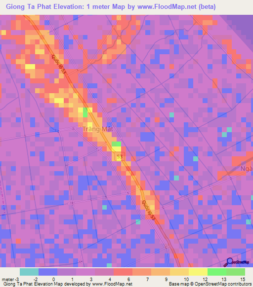 Giong Ta Phat,Vietnam Elevation Map