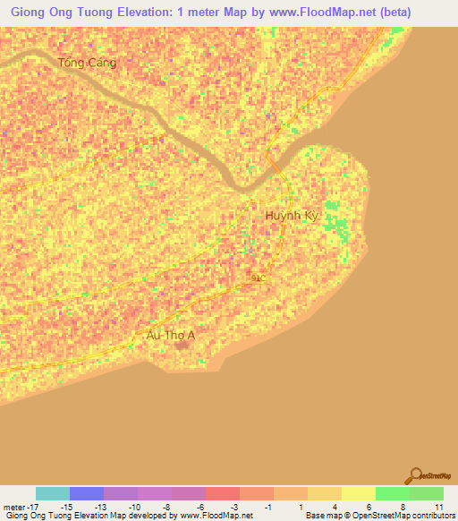 Giong Ong Tuong,Vietnam Elevation Map