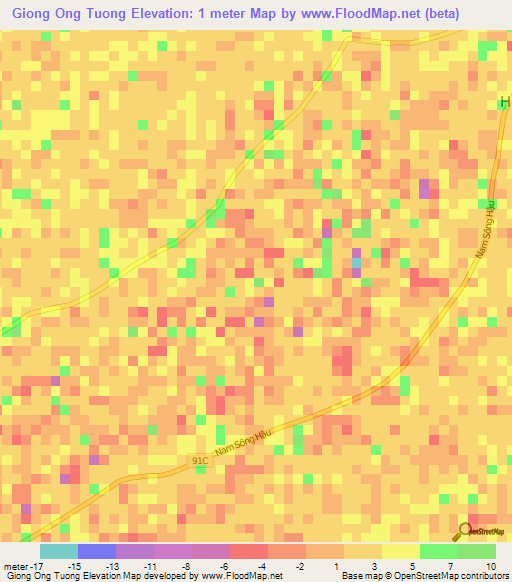 Giong Ong Tuong,Vietnam Elevation Map