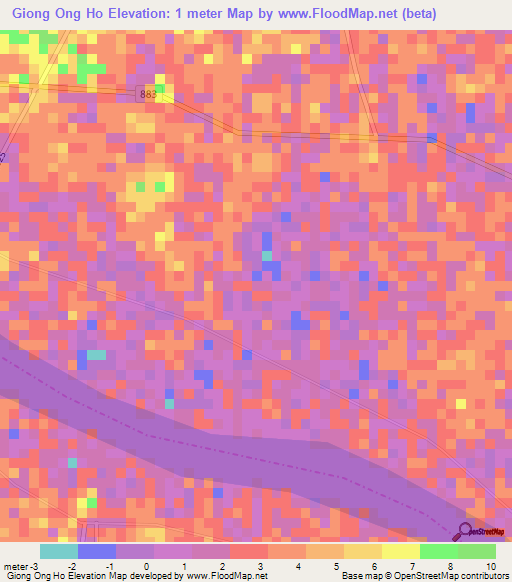 Giong Ong Ho,Vietnam Elevation Map