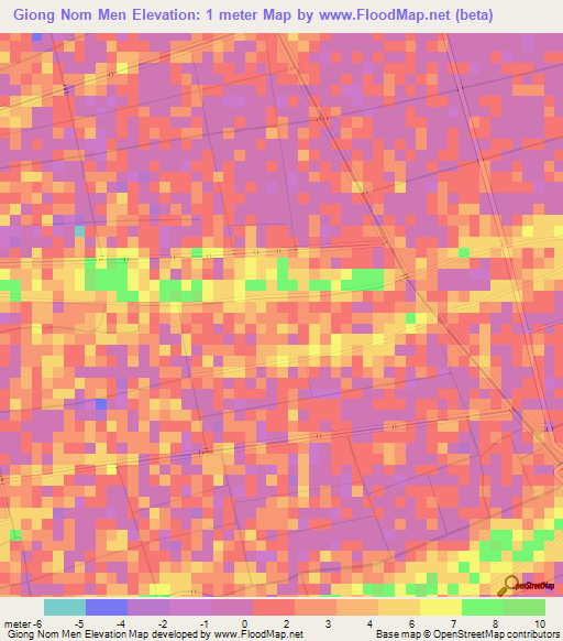 Giong Nom Men,Vietnam Elevation Map