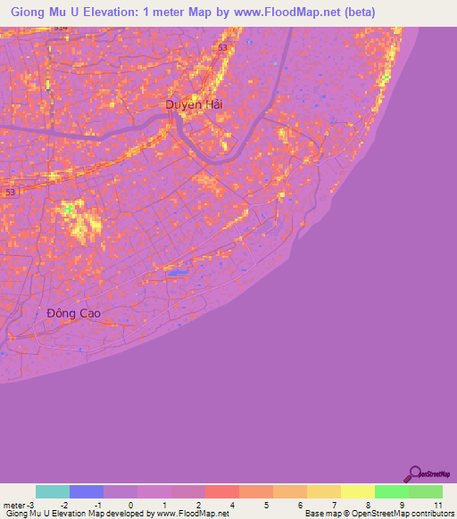 Giong Mu U,Vietnam Elevation Map