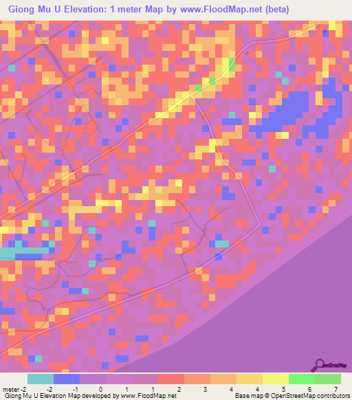 Giong Mu U,Vietnam Elevation Map