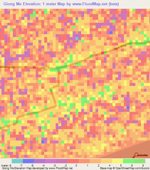 Giong Me,Vietnam Elevation Map