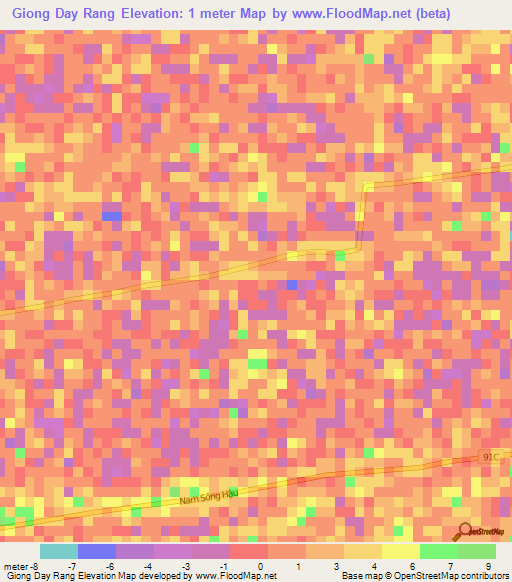 Giong Day Rang,Vietnam Elevation Map