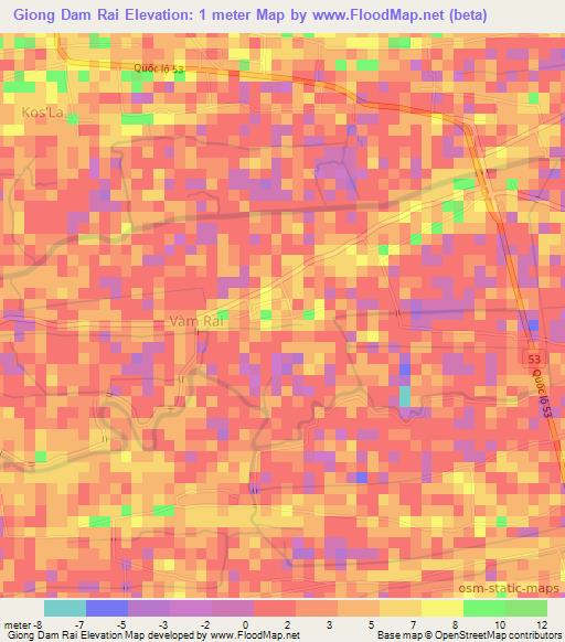 Giong Dam Rai,Vietnam Elevation Map