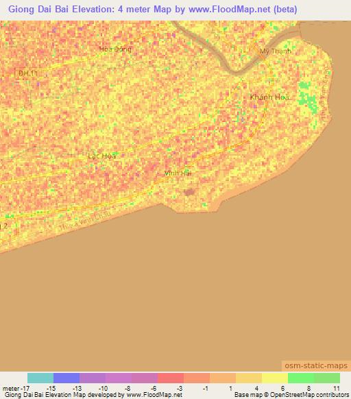 Giong Dai Bai,Vietnam Elevation Map