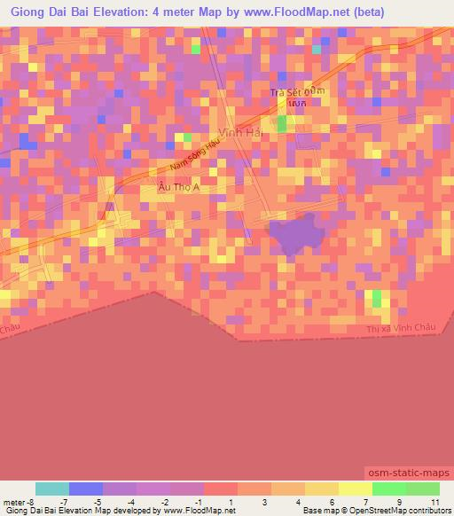 Giong Dai Bai,Vietnam Elevation Map