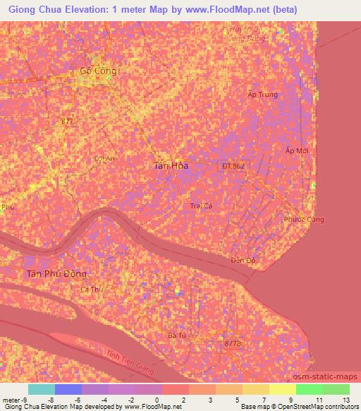 Giong Chua,Vietnam Elevation Map