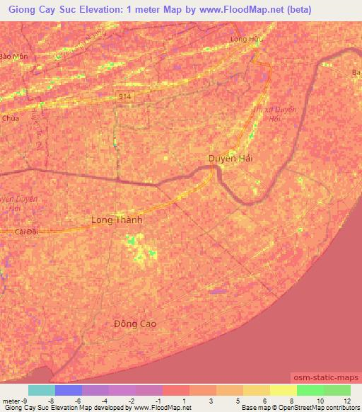 Giong Cay Suc,Vietnam Elevation Map