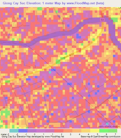 Giong Cay Suc,Vietnam Elevation Map