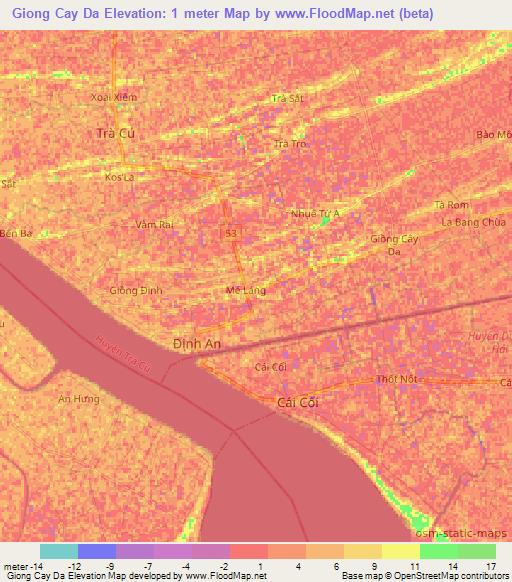 Giong Cay Da,Vietnam Elevation Map