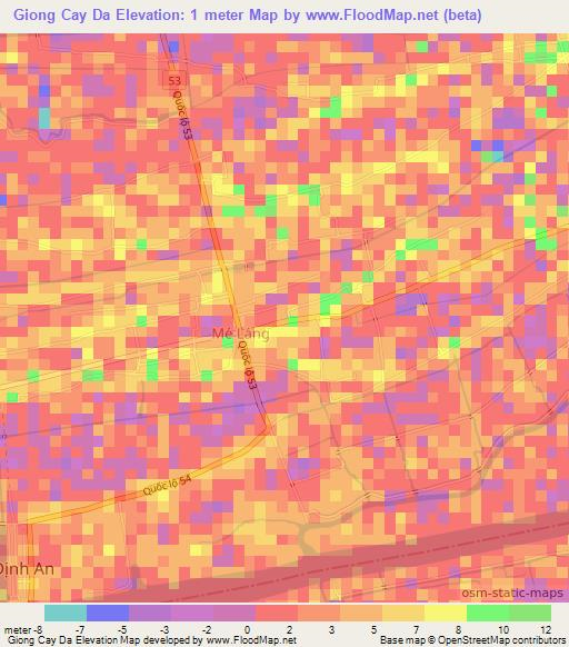 Giong Cay Da,Vietnam Elevation Map