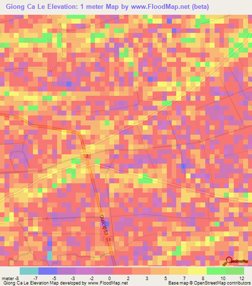 Giong Ca Le,Vietnam Elevation Map