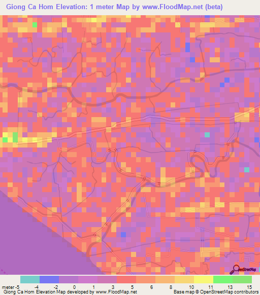 Giong Ca Hom,Vietnam Elevation Map