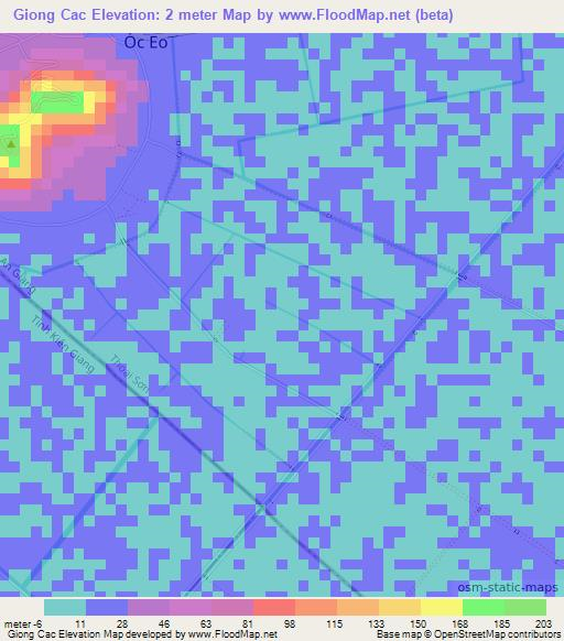 Giong Cac,Vietnam Elevation Map