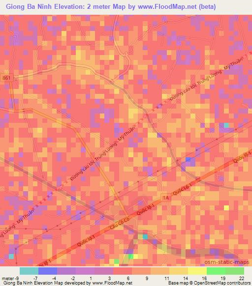 Giong Ba Ninh,Vietnam Elevation Map