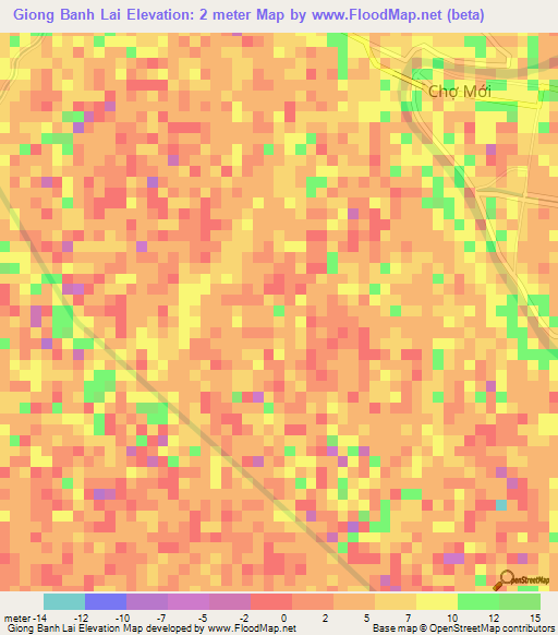 Giong Banh Lai,Vietnam Elevation Map