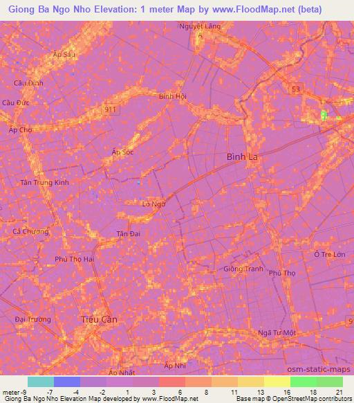 Giong Ba Ngo Nho,Vietnam Elevation Map