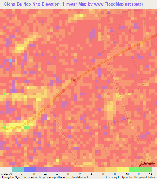 Giong Ba Ngo Nho,Vietnam Elevation Map