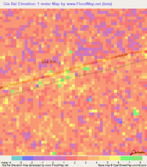 Gia Rai,Vietnam Elevation Map