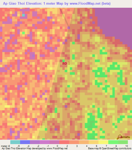 Ap Giao Thoi,Vietnam Elevation Map