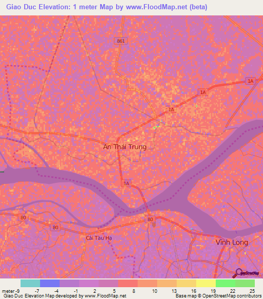 Giao Duc,Vietnam Elevation Map