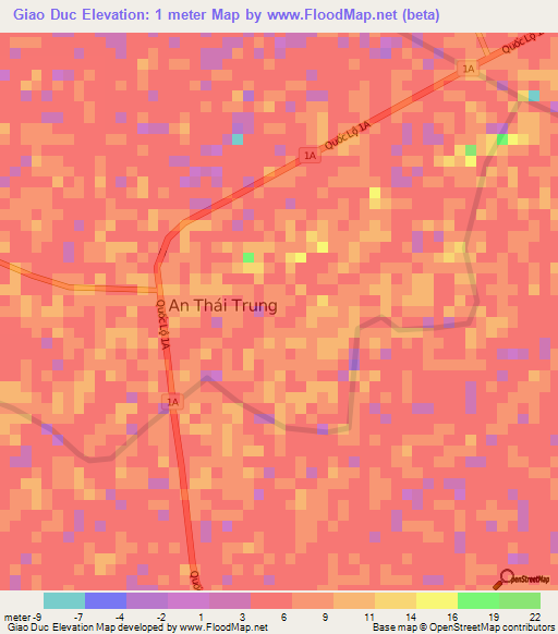 Giao Duc,Vietnam Elevation Map