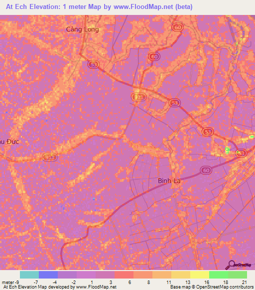 At Ech,Vietnam Elevation Map