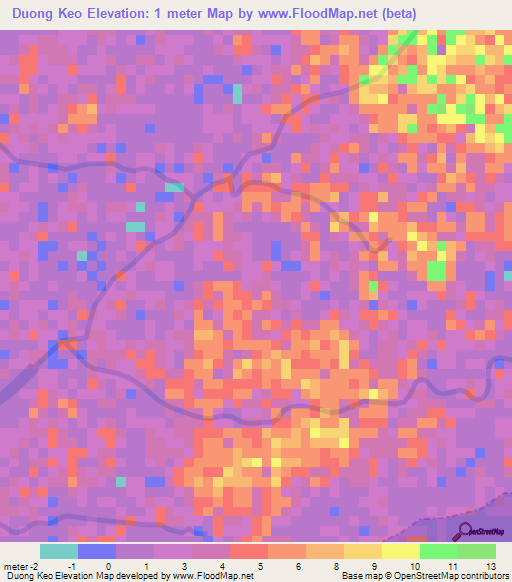 Duong Keo,Vietnam Elevation Map