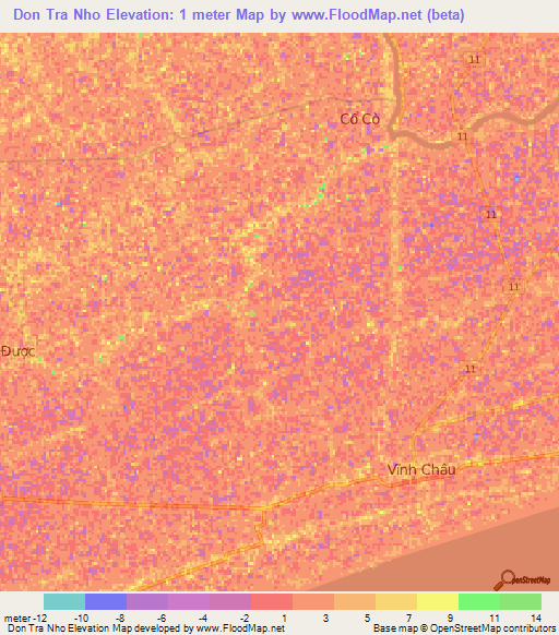 Don Tra Nho,Vietnam Elevation Map