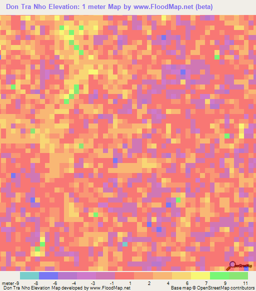 Don Tra Nho,Vietnam Elevation Map