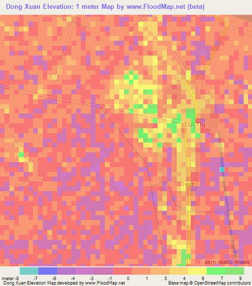 Dong Xuan,Vietnam Elevation Map