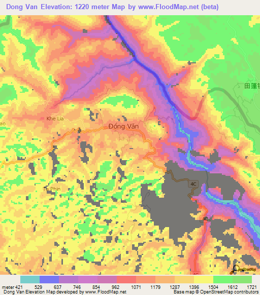 Dong Van,Vietnam Elevation Map